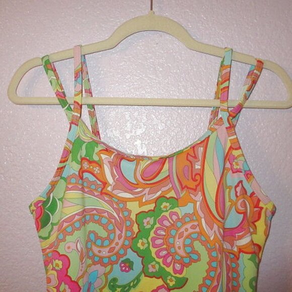 Lands End Tankini Swimsuit Top Size 12 Paisley UPF Bra Tummy Control Paisley - Picture 2 of 8
